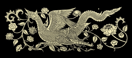 Kylin images artistic from Thai painting & literature for background or wallpaper (General Art Thai Temple)の写真素材