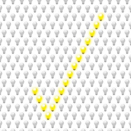 light bulb symbol background for correct idea on whiteの写真素材