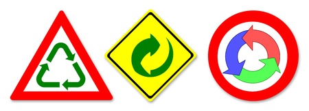 recycle icon with plate on white, isolatedの写真素材