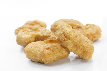 chicken nuggets on white backgroundの写真素材