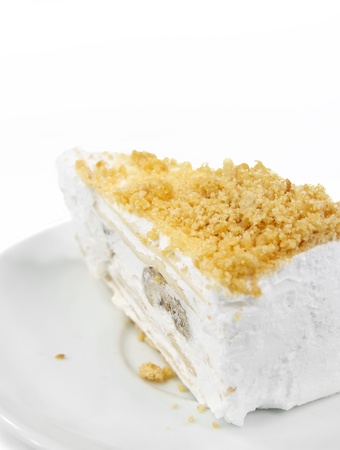 banana stuff cake with peanut meal on whiteの写真素材