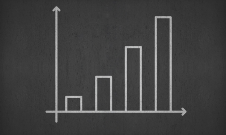 blank business progress graph on blackboard for your ideasの写真素材