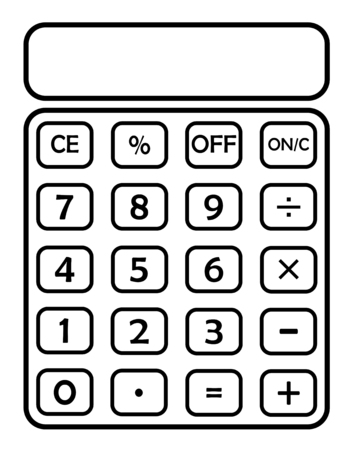 blank calculator on white, isolatedの写真素材