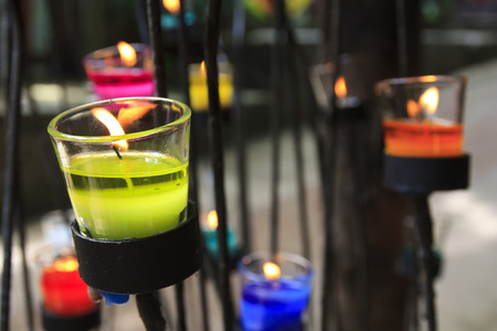 abstract liquid candle on clear glass for backgroundの写真素材