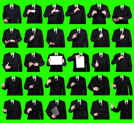 thirty template or character businessman wearing suit necktie for your business on green screen, included clipping pathの写真素材