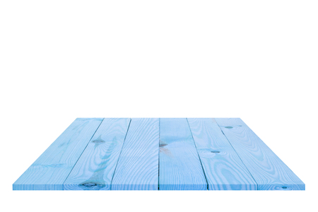 top view or 45 degrees modern and classic or vintage vertical blue wood table, pallet, pallet racking or floor for your place object or product on white background isolatedの写真素材