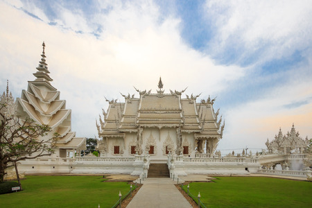 The beautiful Wat Rong Khun - The White Temple of Northern Thailandの写真素材