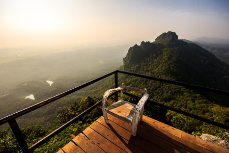 The beauty of the temple is located on a high mountainの写真素材