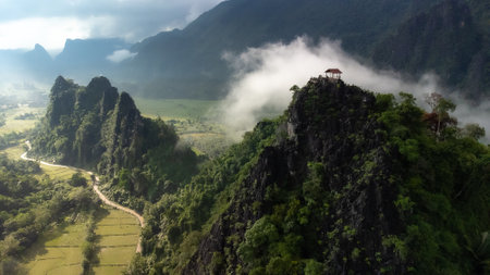 Panoramic view of the valley in the morning, Sri Lanka