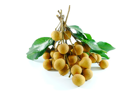 Longan on a white background is a delicious Thai fruit.の写真素材