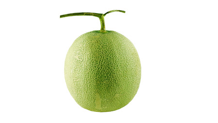 green melon on isolated background with clipping pathの写真素材
