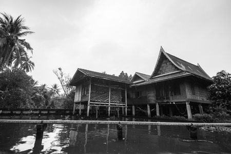 Thailand wooden house on the waterfrontのeditorial素材