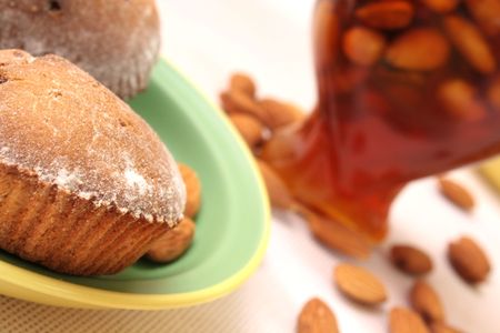 Muffins and honeyの写真素材