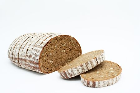 Sliced loaf of cereal breadの写真素材