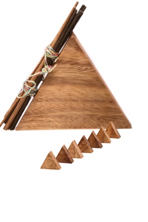 Wooden pyramids and aromatic sticks の写真素材