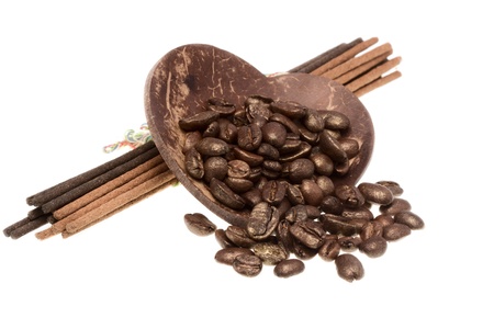 Coffee and aromatic sticks の写真素材