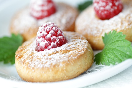Cookies with a raspberryの写真素材