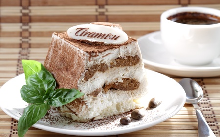 Tiramisu and coffeeの写真素材
