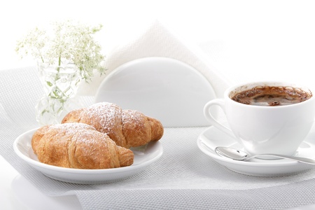 Coffee and croissantの写真素材