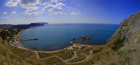 Sudak beach on Crimea  Black seaのeditorial素材