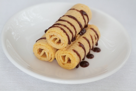 Crispy wafer rolls の写真素材