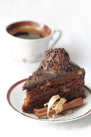 Chocolate cake and cinnamonの写真素材