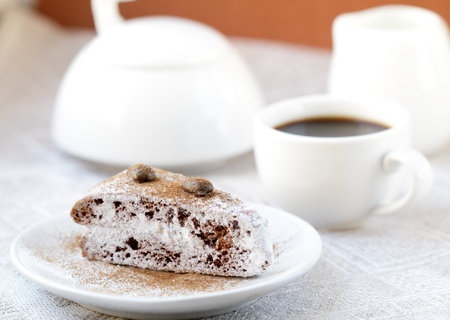 Chocolate cake and cup of coffeeの写真素材