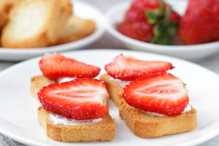 Toast with strawberryの写真素材