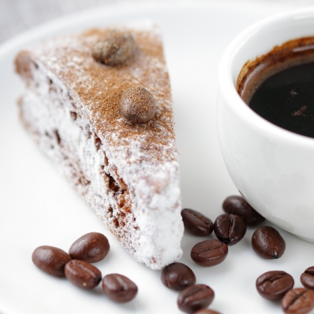 Cake and cup of coffeeの写真素材