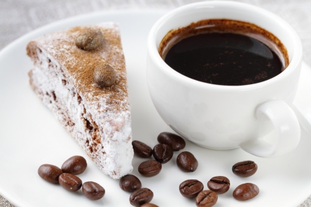 Cake and cup of coffeeの写真素材