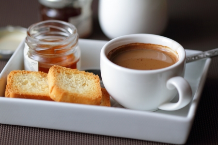 Fresh coffee and toast の写真素材