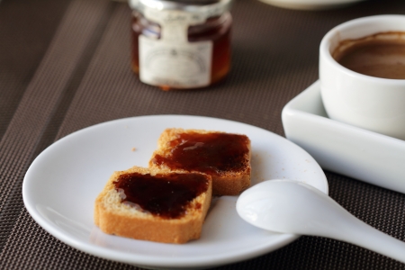 Fresh toast with honey  の写真素材