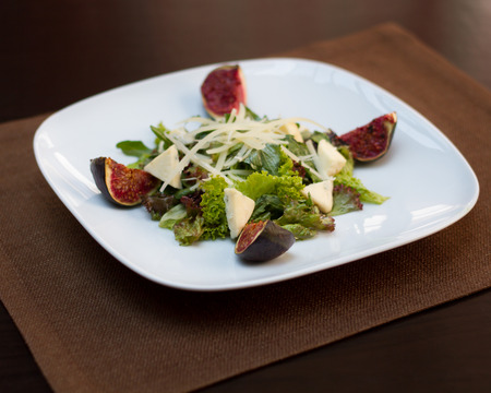 Salad with figs, parmesan cheese and arugulaの写真素材