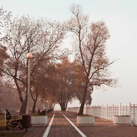 Early autumn morning on the embankment