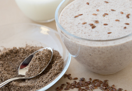 Smoothie with flax seedsの写真素材