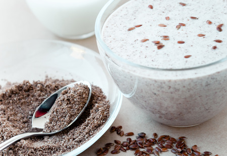 Smoothie with flax seedsの写真素材