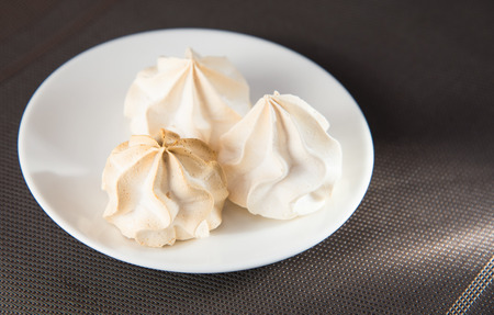 White meringue on the plate