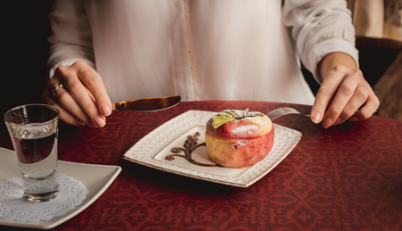 Baked apple serveの写真素材