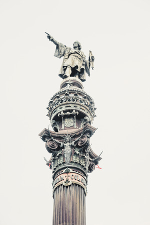 Column of Christopher Columbus in Barcelonaの写真素材