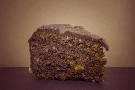 Slice of delicious cake Sacherの写真素材