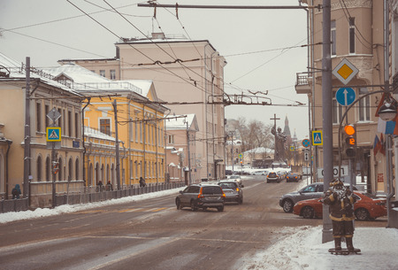 MOSCOW, RUSSIA - NOVEMBER 12, 2016:  View on the  Monument to Holy Prince Vladimir the Greatのeditorial素材