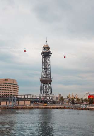 BARCELONA, CATALONIA, SPAIN - OCTOBER 10, 2016. Port Vell Aerial Tramway in Barcelonaのeditorial素材