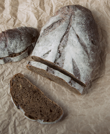 Black bread with walnuts and raisins