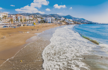SITGES, CATALONIA, SPAIN - SEPTEMBER 29, 2016: The beaches of Sitges