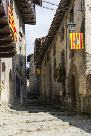 RUPIT I PRUIT, CATALONIA, SPAIN - OCTOBER 04, 2016: Street in medieval catalan villageのeditorial素材