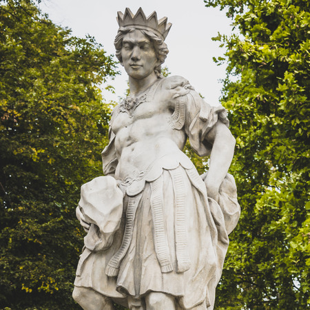 Rococo sculpture in the Saxon Garden, Warsaw, Poland. Made before 1745 by anonymous Warsaw sculptor under the direction of Johann Georg Plerschの写真素材