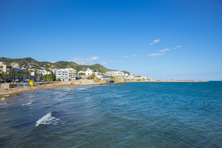 SITGES, CATALONIA, SPAIN - JUNE 05, 2017: The beaches of Sitges. View of the embankmentのeditorial素材