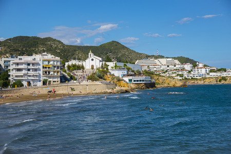 SITGES, CATALONIA, SPAIN - JUNE 05, 2017: The beaches of Sitges. View of the embankment