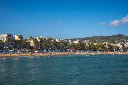 SITGES, CATALONIA, SPAIN - JUNE 08, 2017: The beaches of Sitgesの写真素材