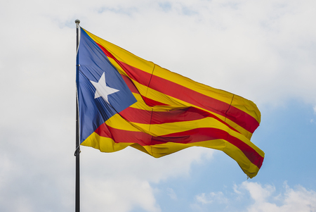 Flag of Catalonia, Olot, Spainの写真素材